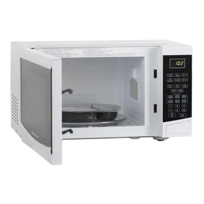 West Bend Microwave Oven 900-Watts Compact with 6 Pre-Set Cooking Settings, Speed Defrost, Electronic Control Panel and Glass Turntable, 0.9 Cu.Ft., White