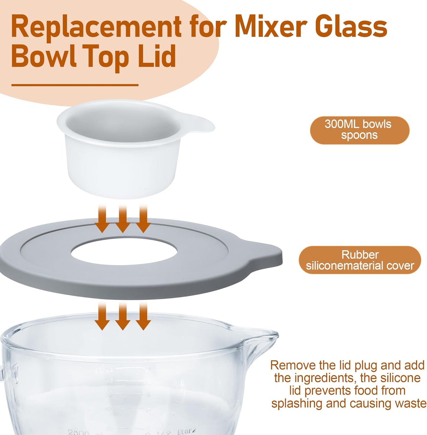 Mixers Bowl Covers Compatible with Kitchenaid Artisan & Classic Series, Kitchen Mixer Splash Guard for 5 QT Glass or