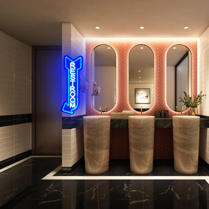 Restroom Neon Sign,Toilet Neon Light with Arrow for Bar,Restaurant,Store,Bathroom Office Hotel Wall Decor