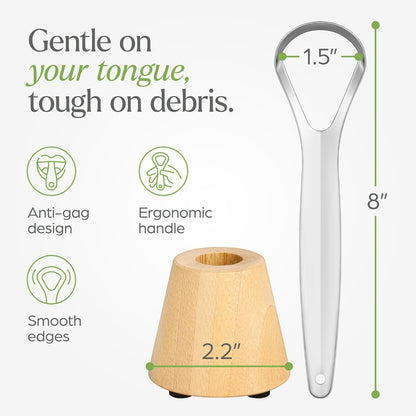 Tongue Scraper for Adults with Holder (2 Pack) - Metal Tongue Scraper for Tongue Cleaning and Reducing Bad Breath - Stainless Steel Tongue Scraper for Adults, Tongue Cleaner for Adults