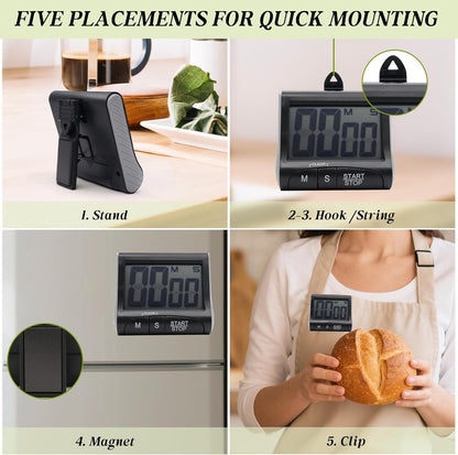 BXF SPORTS Large LCD Display Kitchen Timer -Magnetic Digital Timers,Loud Alarm,Memory and Fast Forward Function,Cooking