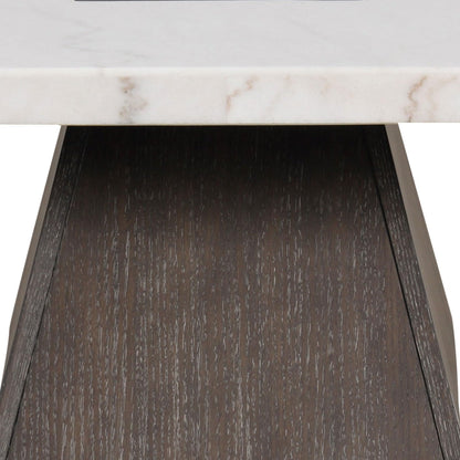 Furniture of America Rafferty Modern Solid Wood 22-inch Square End Table with Genuine Marble Top and Tapered Base for Living Room, Office, Dark Walnut/White