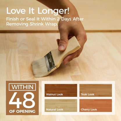 Unfinished Birch Butcher Block Countertop - Solid Wood Cutting Board for Kitchen Island, DIY Desk & Washer Dryer Top, Customizable Surface - 98" x 25" x 1.5" Thick