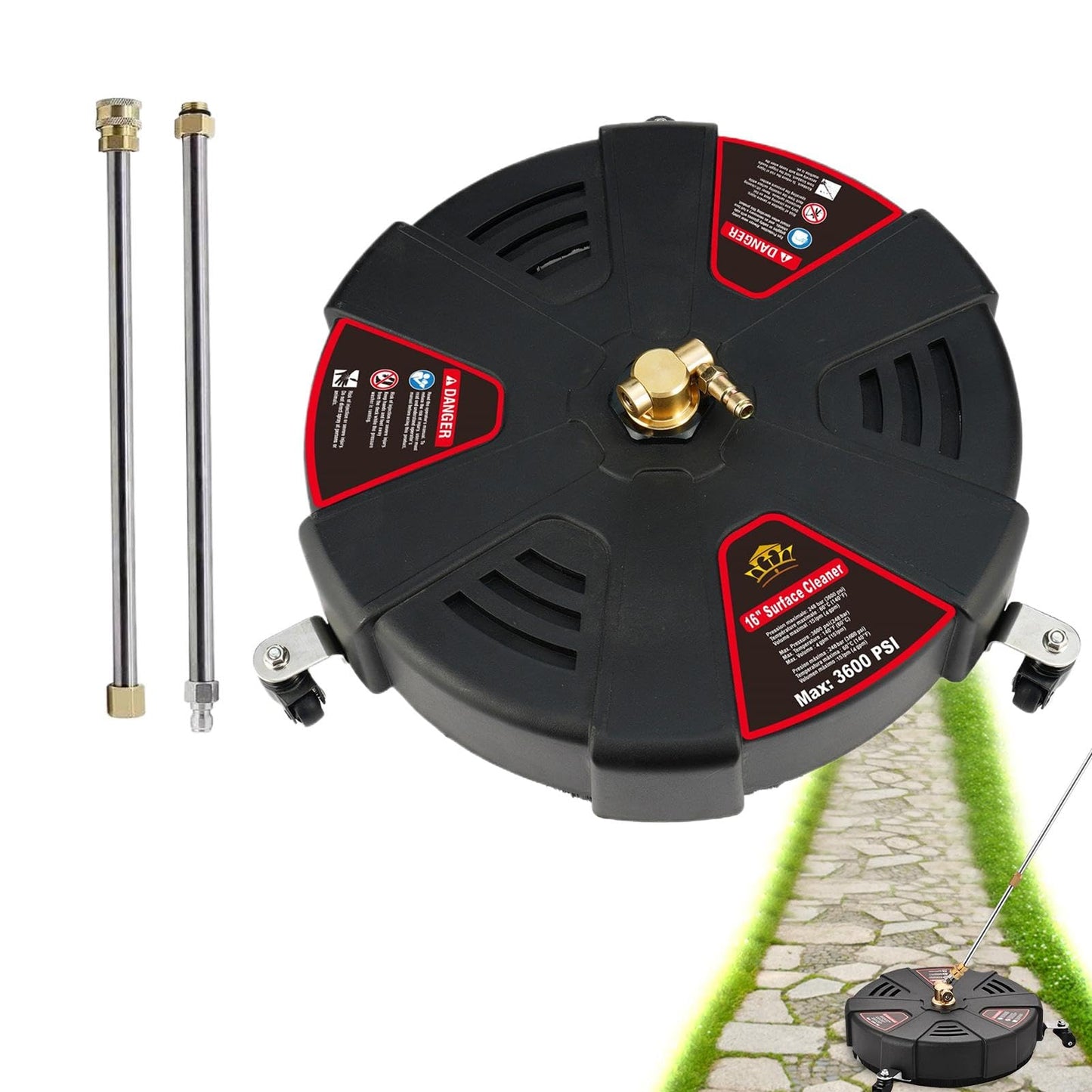 TRELVEX Pressure Washer Surfaces Cleaner | Surfaces Cleaner Attachment | Rotating Surfaces Cleaner | Driveway Surfaces Cleaner, Deck Pressure Washer Attachment, Concrete Cleaner for Pressure Washer