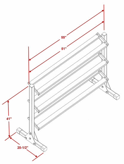 DF516- Three Tier 55" Dumbbell Rack by Deltech Fitness