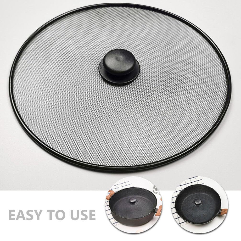 Kichvoe 13 Inch Oil-Proof Mesh Splatter Screen for Frying Pans and Skillets with Handle Grease Splatter Guard Cooking Pan Splash Cover Set