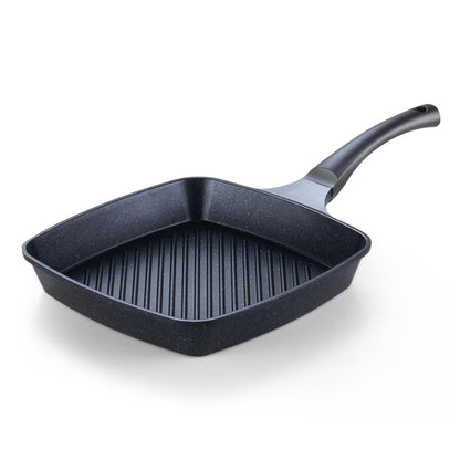 Cook N Home Grill Pan Nonstick Square for Stove Tops, Die Cast Aluminum Griddle Pan Marble 11-inch Cookware Fry Pan, Black