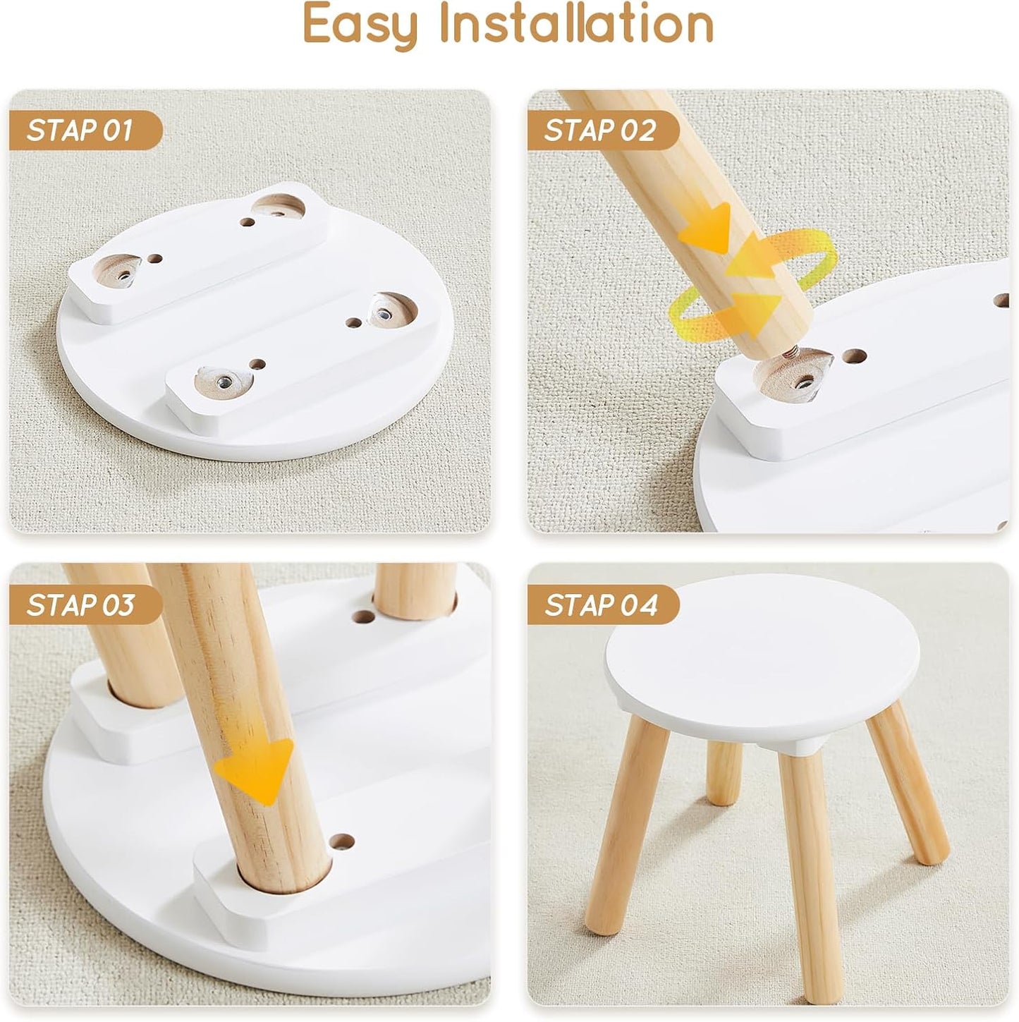 9 Inch 2 pack Beright Wooden Step Stool for Kids, Children's Stool Perfect Matched Sensory Table, Sturdy Sitting Stool