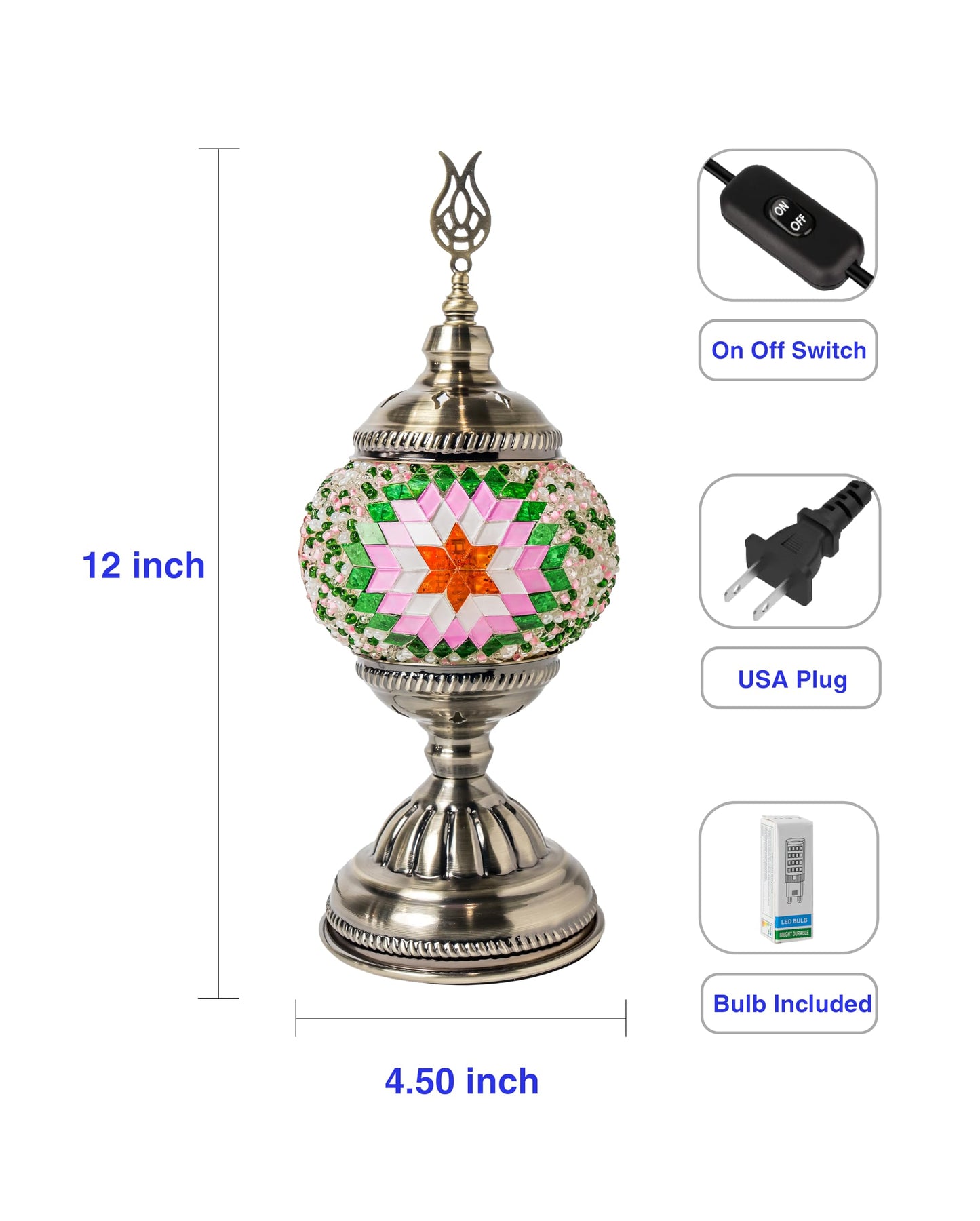 Ottoman Mosaics Turkish Mosaic Lamp Kit | DIY Art & Craft Project for Adults | Make Your Own Handmade Lamp (Green)