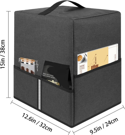 Heavy Fabric Cloth Coffee Maker Cover, Dark Grey - Compatible with Ninja CM300, CM371, CM400, CM401, CM407, 12.6X9.5X15