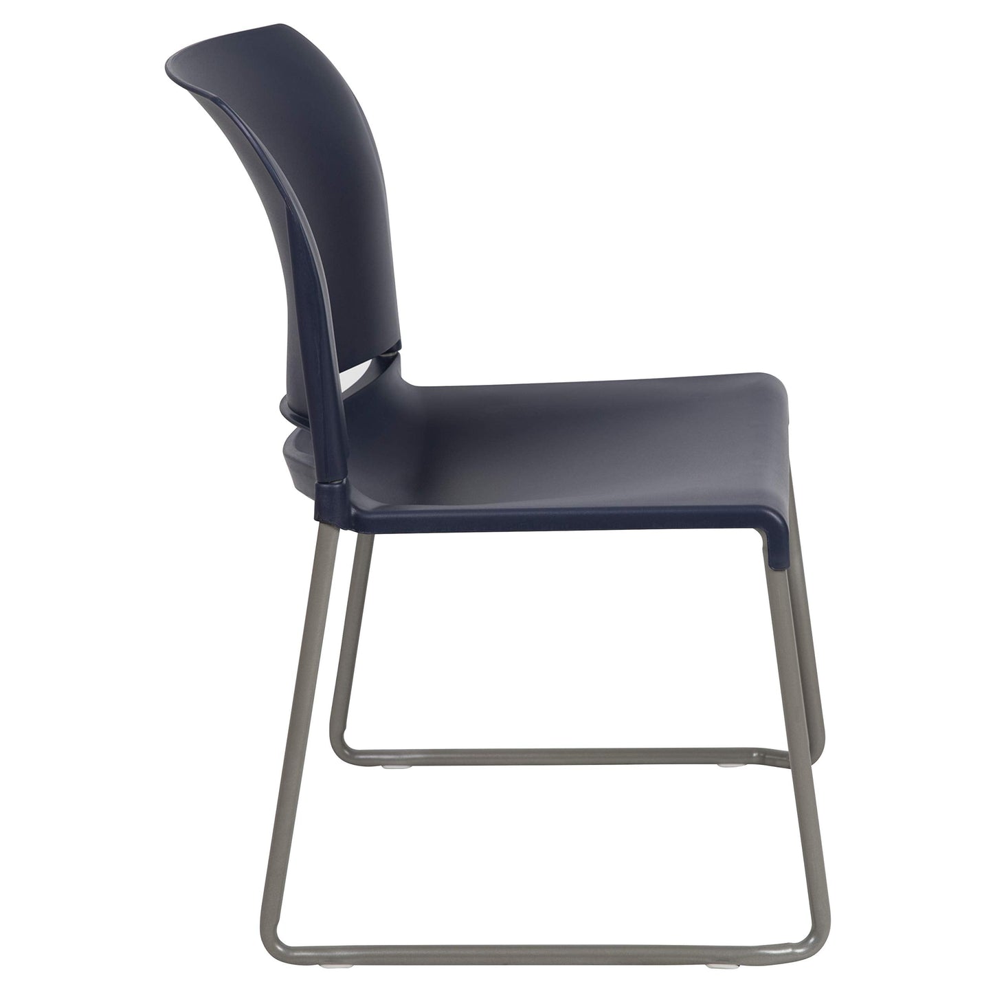 Flash Furniture Hercules Series Contoured Stacking Chairs for Waiting Rooms and Offices, Ergonomic Lobby Chairs with Curved Back, Set of 5, Navy