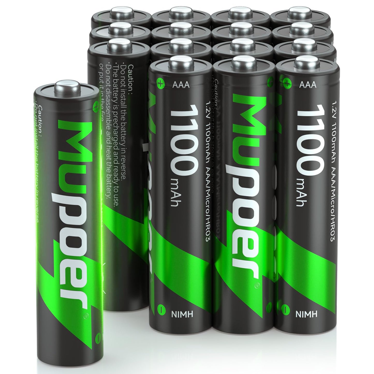 Rechargeable AAA Batteries 16 Pack,AAA Rechargeable Battery 1100mAh NiMH,1.2V Triple A Battery,Solar Battery High Capacity Low Self Discharge Pilas Recargables,3A Batteries for Remote Cordless Phone