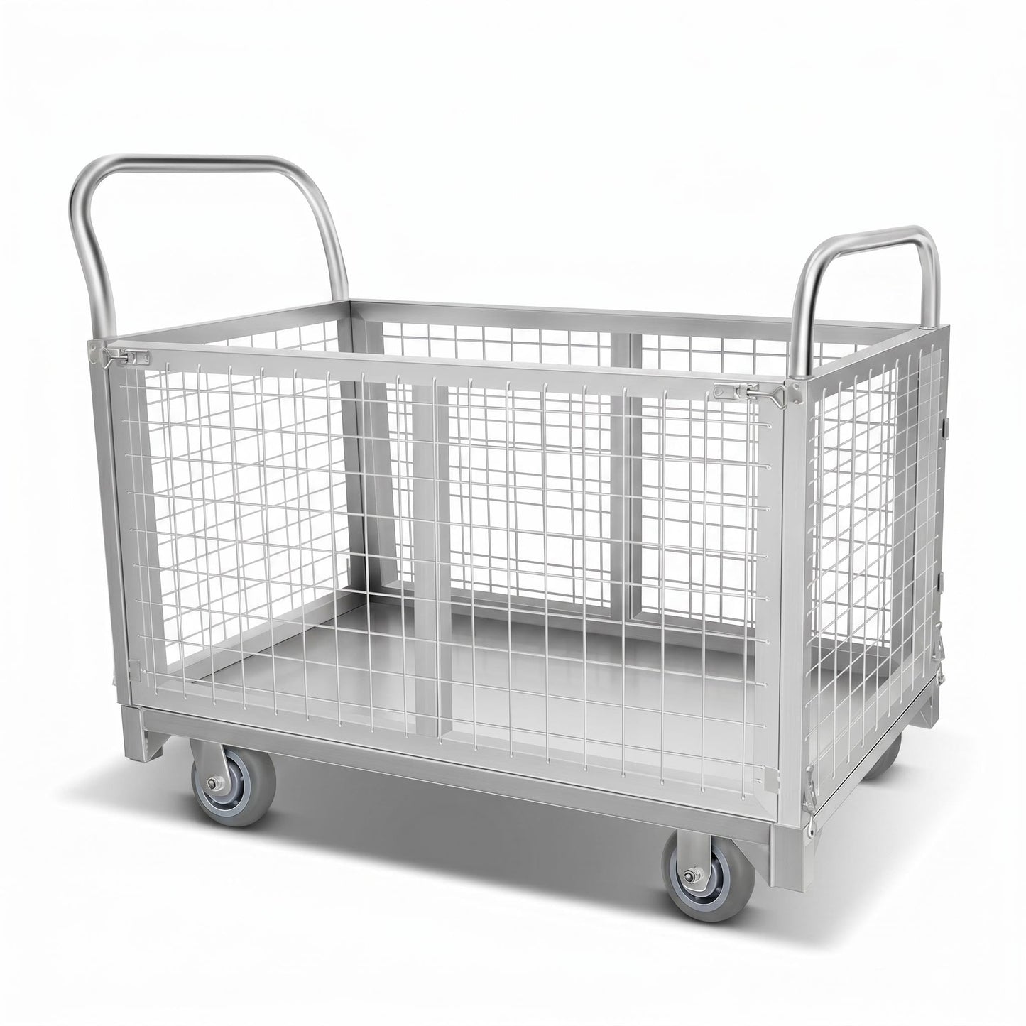 Warehouse Daily Use Heavy Platform Cart, 2200LBS 4-in-1 4-Caster Flat Trolley with Detachable Guardrails