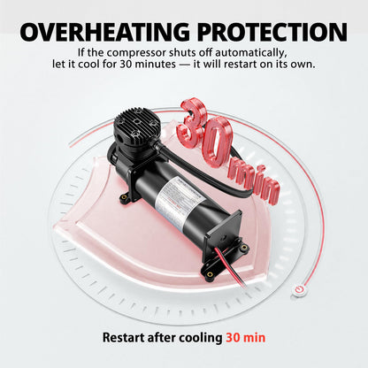 EVIL ENERGY 200PSI Air Horn Suspension Compressor for Car 12V Heavy Duty 1/4 NPT Onboard Air Ride Compressor for Train, Truck, Inflating Tires, Suspension Systems, Train Horn, DIY Pneumatic Tools