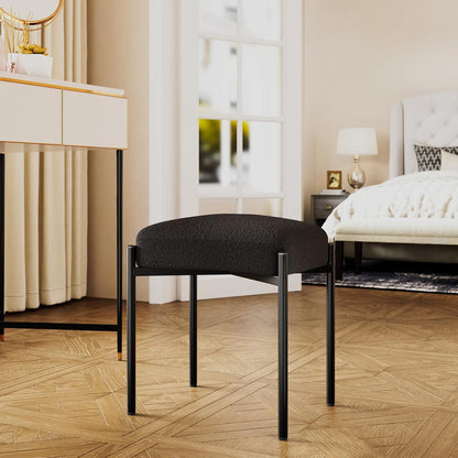 14.57" D11.42" W18.11" UHBD034B YMYNY Vanity Stool, Footrest, Square Ottoman Bench with Metal Legs, Makeup Dressing