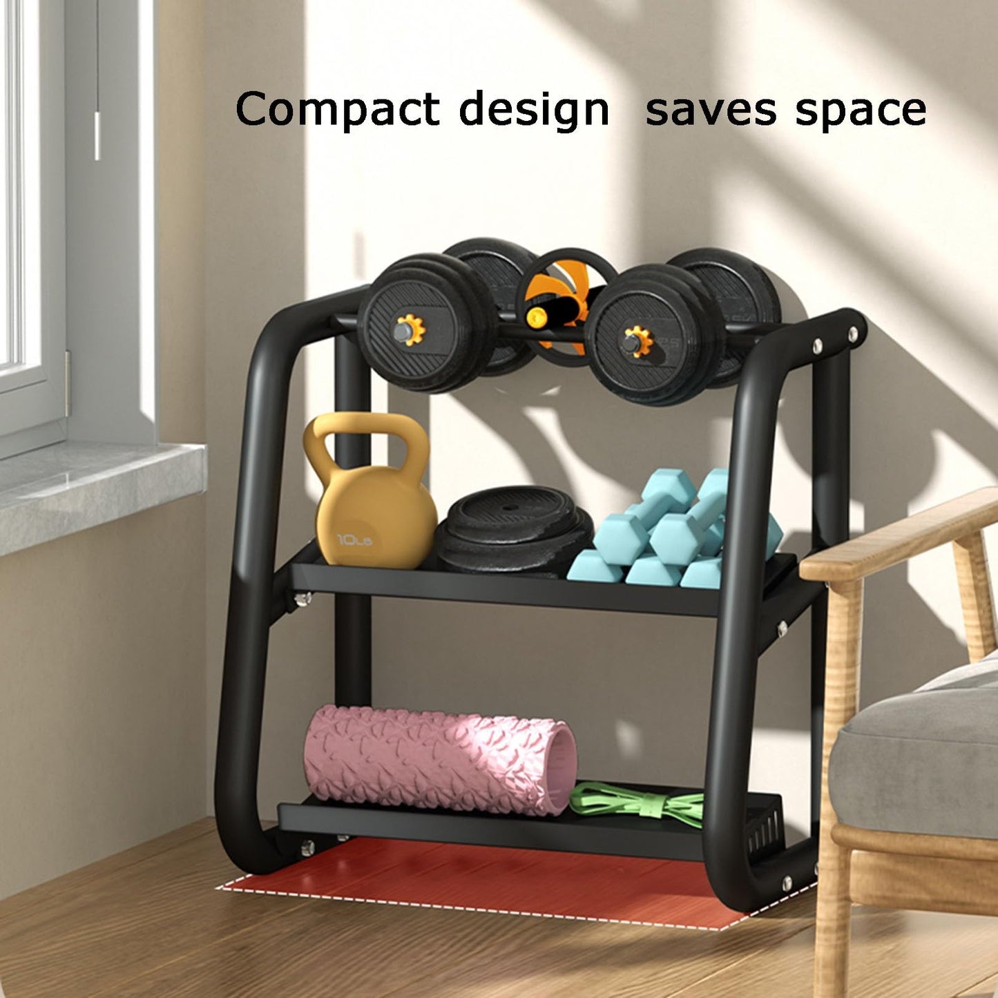KIYILIHI Dumbbell Rack Stand, 3 Tier Kettlebell Rack, Home Dumbbell Storage Rack Maximum Load Capacity 210kg, for Home Gym Strength Training Weight Training