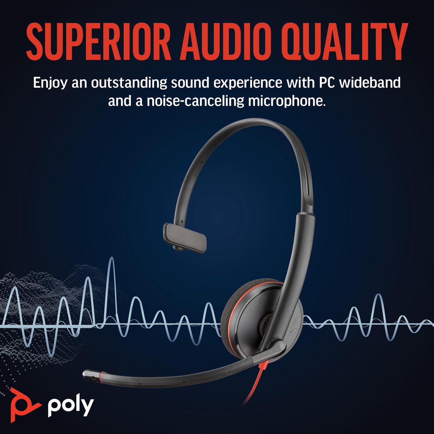 Poly Blackwire 3210 Wired Headset (Plantronics) - Noise-Canceling Mic - Single-Ear Design - Connect to PC/Mac via USB-C or USB-A - Works w/Teams, Zoom - Amazon Exclusive