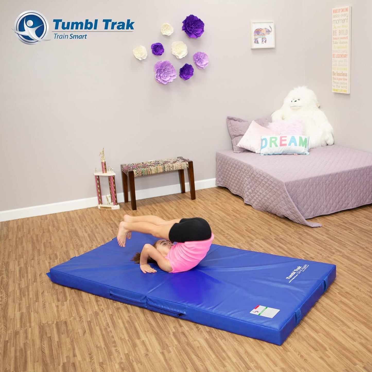Tumbl Trak Junior Practice Mat, 3'x6'x4", Crash Mat for Gymnastics and Cheer, Landmat for Gymnastics Training, Royal Blue