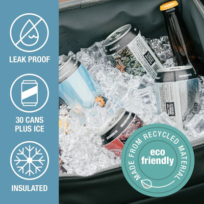 CleverMade Tahoe Collapsible Cooler Bag – Medium Portable Cooler Bag for Travel, Foldable Insulated Cooler for Beach, Picnic & Road Trips, Holds Up to 30 Cans, Leakproof Soft Carry Cooler - Gray