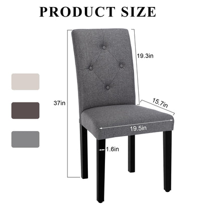VECELO Upholstered Dining Chairs Set of 6, Modern Fabric and Solid Wood Legs &High Back for Kitchen/Living Room- Dark Gray