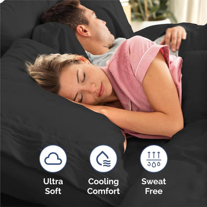 Split King Size 5-Piece Sheet Set | Comfy, Breathable & Cooling Hotel Luxury Bedding - Deep Pockets, Soft, Wrinkle-Free - Oeko-Tex Certified, Black