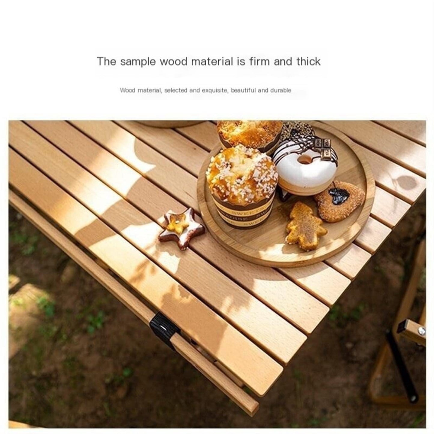 YFCDZVBH Portable Picnic Table, Solid Wood Egg Roll Table Outdoor Picnic Table (颜色 : Medium-Size)