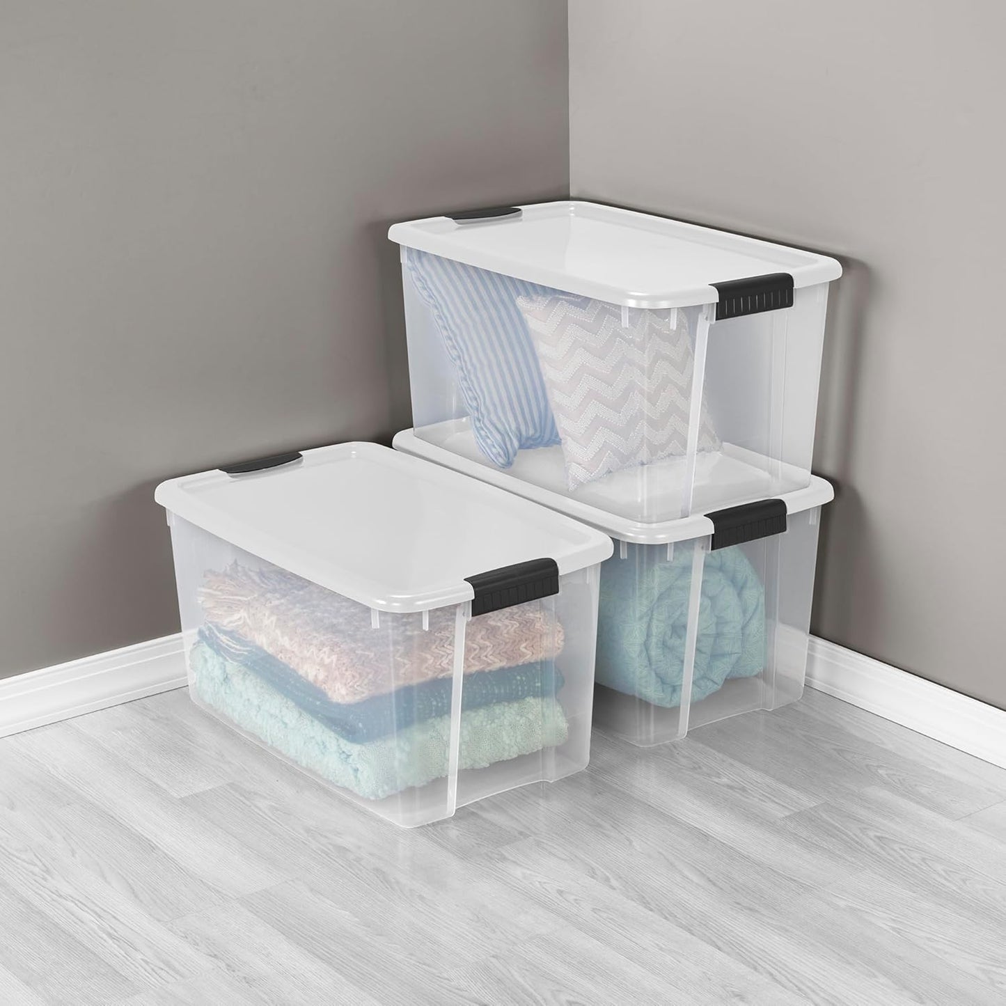 Sterilite 8-Pack Ultra Latch Storage Bins - 70 Quart Clear Plastic Containers for Home Organization