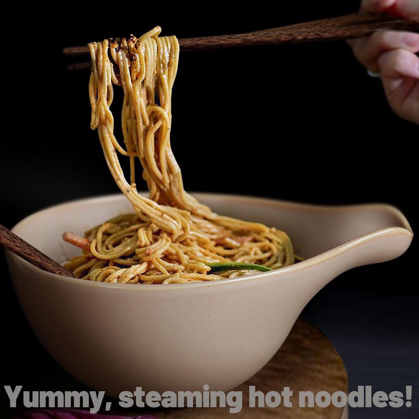 Artena Ramen Bowl with Chopsticks, 42oz Ceramic Noodle Bowl Set, Large Soup, Pasta, Salad, Deep Pho Bowl