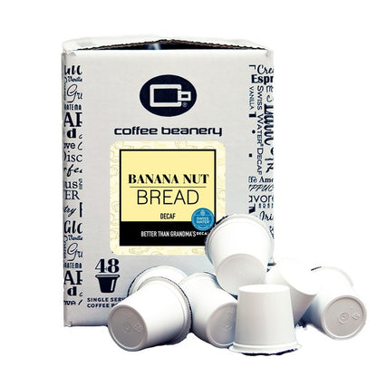 Banana Nut Bread Decaf Coffee Pods by Coffee Beanery | 48ct Bulk Medium Roast Arbica Coffee