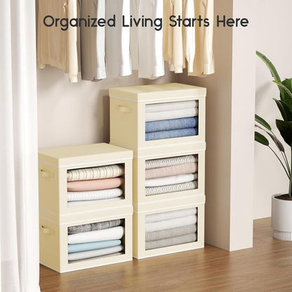 Homsorout Storage Bins with Lids - Collapsible Fabric Organizers for Clothes & Towels | 3 Pack & 6 Pack