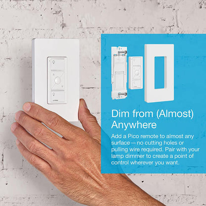 Lutron Caseta Smart Start Kit for Lamps, Plug-in Lamp Dimmer with Smart Bridge and Pico Remote, Compatible with Alexa, Apple HomeKit, and The Google Assistant | P-BDG-PKG1P | White