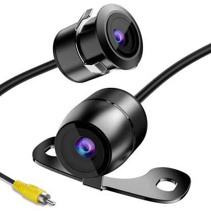 Backup Camera Flush Mount, Metal Housing 170°Wide View Angle Rear/Side/Front View Camera for Car, Clear Night Vision IP69 Waterproof Reverse Camera for Vehicle SUV RV Pickup, 18.5mm, 12V/24V, Black
