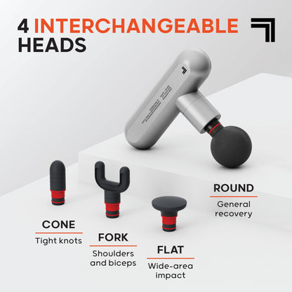 Sharper Image Percussion Massage Gun, Powerboost Move, Lightweight & Portable, 4 Attachments, 4 Speeds, Full Body Back & Shoulder Massager for Deep Tissue Muscle Recovery, Pain Relief & Soreness