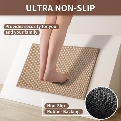 YDKGL Kitchen Rugs Non Slip Washable, Rubber Backing Soft Chenille Braided Kitchen Mats for Floor, Super Absorbent Kitchen Runner Rug Standing Mat Sink Mat, Easy to Clean, Brown 17"x47"