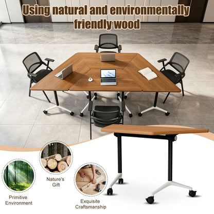 Folding Conference Table,Mobile Conference Room Tables with Wheels,47.2In Modern Seminar Tables,Flip Top Training Table for Office Classroom,Space-Saving Design