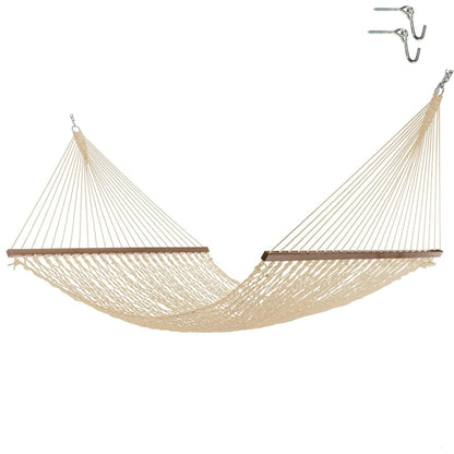 Hatteras Hammocks Deluxe Oatmeal Duracord Rope Hammock with Free Extension Chains & Tree Hooks, Handcrafted in The USA, 450 LB Weight Capacity, 13 ft. x 60 in