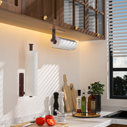 ASTOFLI Paper Towel Holder Under Cabinet No Drilling, Self Adhesive Paper Towel Holder Wall Mount for Kitchen Rack, Under Counter Napin Holder No Drill, RV, 304 Stainless Steel, Oil Rubbed Bronze