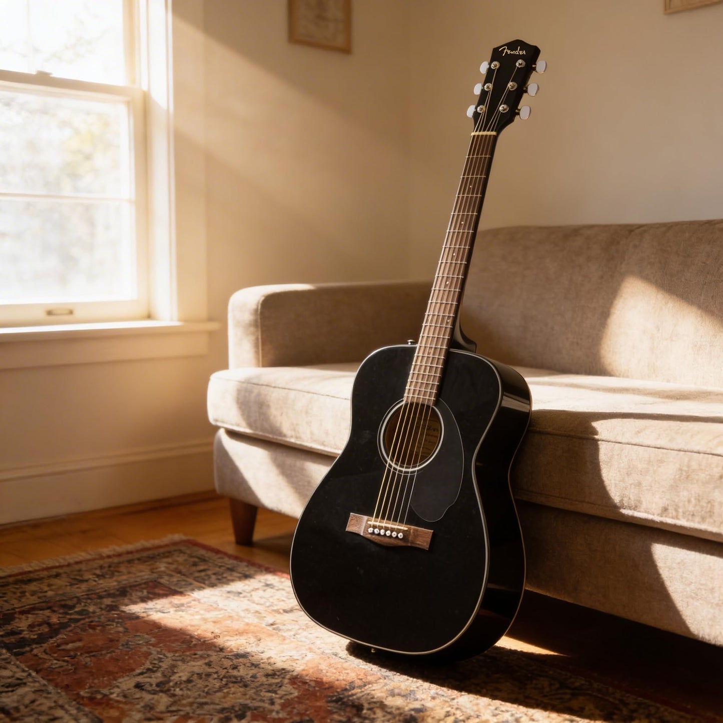 Fender CC-60S Solid Top Concert Acoustic Guitar - Black Bundle with Gig Bag, Tuner, Strap, Strings, Picks, and Austin Bazaar Instructional DVD