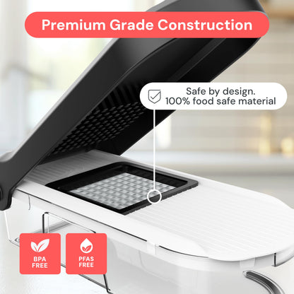 Fullstar Mandoline Slicer for Kitchen - Vegetable Chopper, Onion Potato Food Veggie Fruit Slicer and Cutter with Container, Kitchen Gadgets & Gifts, Home Essentials (6-in-1, Black)