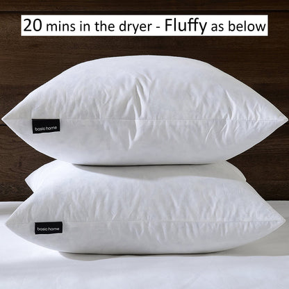 20x20 Decorative Throw Pillow Inserts-Down Feather Pillow Inserts-Square-Cotton Fabric-Set of 2-White.