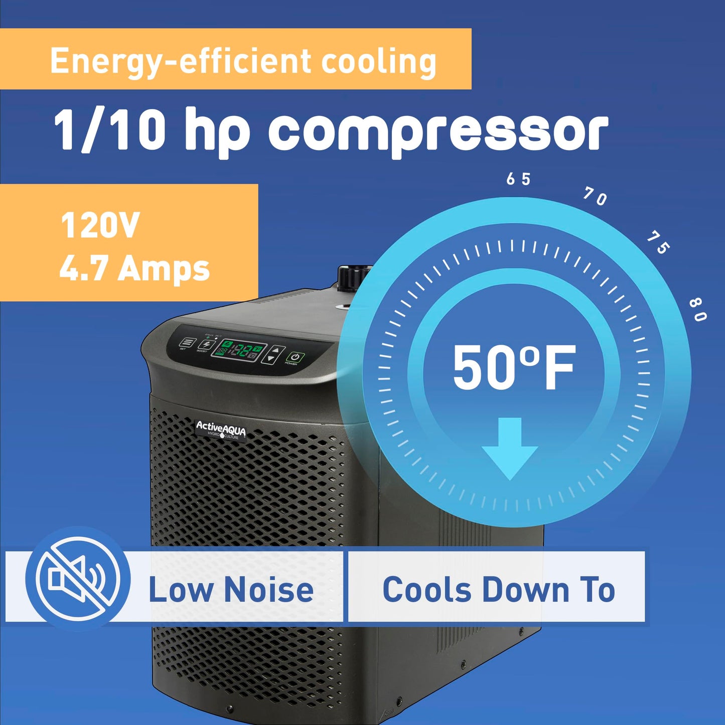 Active Aqua 0.10 HP Water Chiller with Boost | Cold Plunge & Ice Bath Cooler | Digital Temp Control | Fresh & Salt Water, Hydroponics, Aquariums | 10–40 Gal