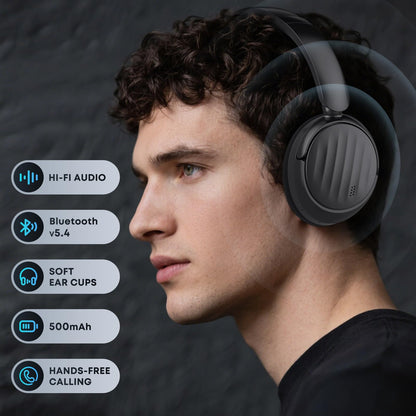 MMWOWARTS Bluetooth Headphones with Active Noise Cancelling (ANC), Wireless Over Ear Bluetooth Headsets with 35H Playtime, HiFi Stereo Foldable Headphones with Foam Ear Cups for Sports, Travel, Black