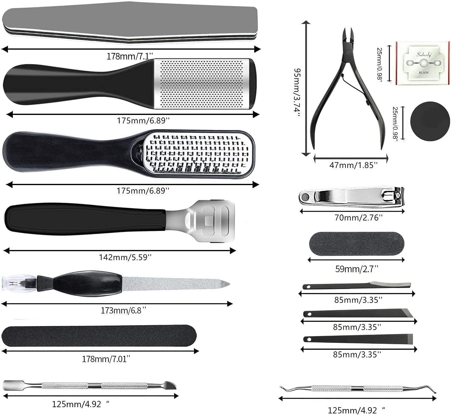 36 in 1 Pedicure Kit, Professional Pedicure Tools Foot Rasp Foot Dead Skin Remover for Home & Salon Care