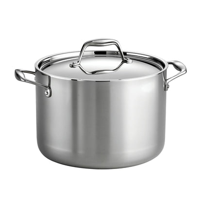Tramontina Signature Tri-Ply Clad Stainless Steel 8-Quart Stock Pot with Lid, Induction-Ready Pasta Pot, Dishwasher-Safe, NSF-Certified, Made in Brazil