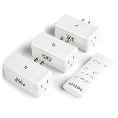 Black+Decker Wireless Remote-Control Outlet, Pack of 3 Outlets, 1 Remote - Premium Light Switches