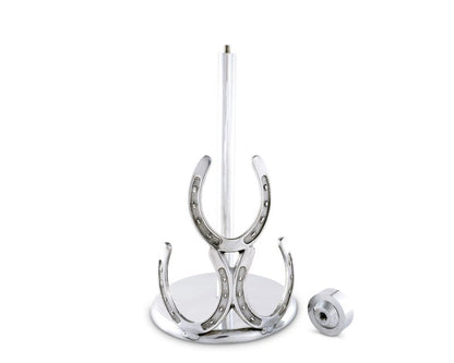 Arthur Court Aluminum Horseshoe Western Cowboy Decorative Countertop Paper Towel Holder Standing 12.5 inch Tall