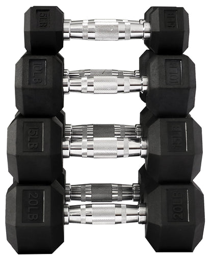 Fitvids Premium Rubber Coated Hex Dumbbell Weight Set, Multiple Packages