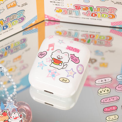 ZHIJIANHZ 64-Sheet Mini Cute Sticker Book Set for Journaling and Scrapbooking, Small PET Stickers with Variety of Shapes, Pink and Blue Color Collection, for Planners and Photocards