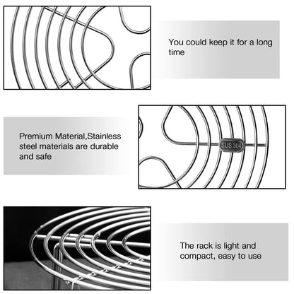 Round Steamer Rack and Cooling Rack,Stainless Steel Pot Trivet, Cooking Rack,Wire Steamer Kettle Rack Holder, Air Fryer Cooking Steamer Rack for Baking Canning Cooking Steaming, 7.9''X2.8''