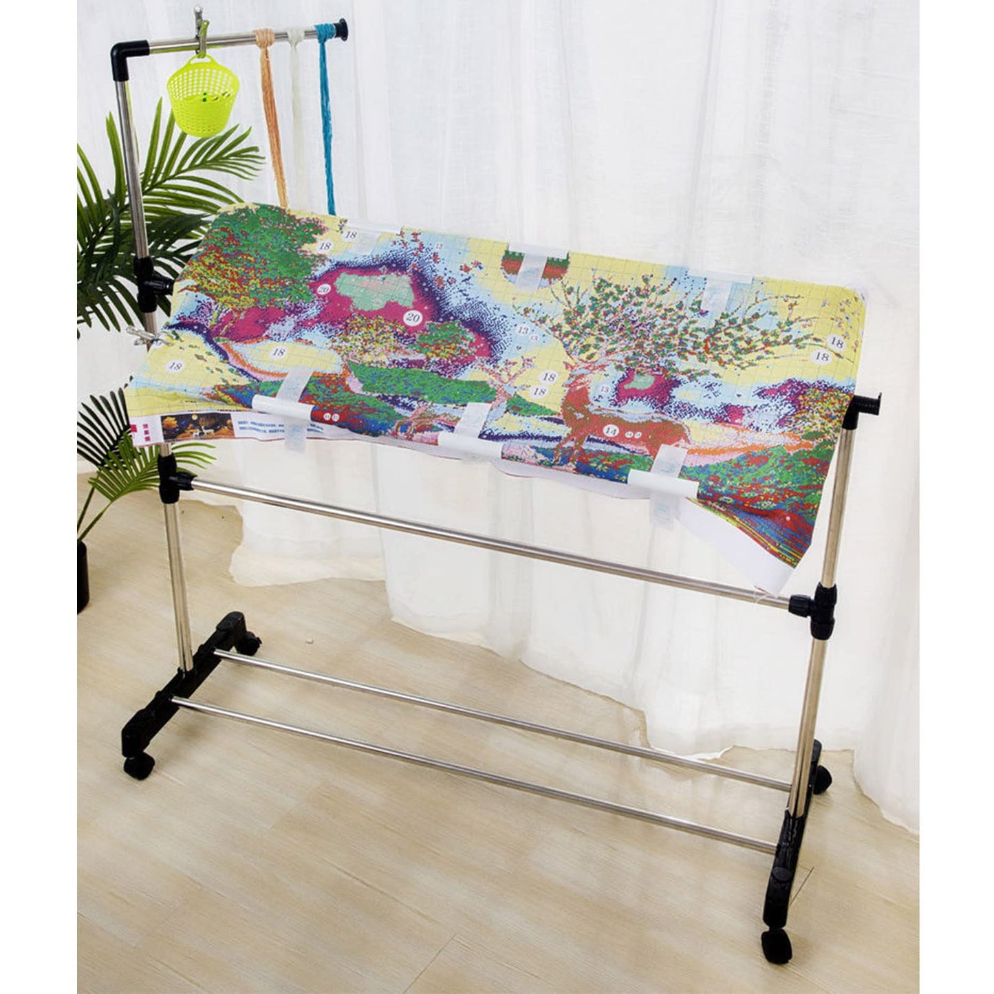 Adjustable Embroidery Stand, 360°Rotated Needlework Floor Frame, Standing Embroidery Lap Table, Cross Stitch Craft Stand for Art Craft Sewing Holder